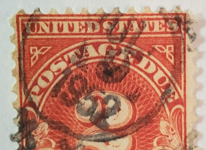 US POSTAGE Postage Due Red 2₵ Stamp Cancelled/Posted c.1931