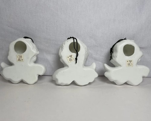 3 Vintage Abt. 56 Kirsche Engel Ornamente 3,5" Weihnachten viktorianisch weiß Biskuit Dekor - Bild 9 von 12