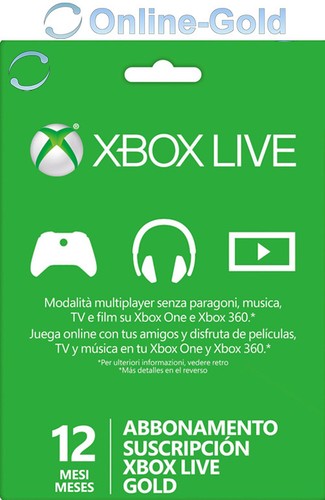 Abbonamento Xbox Live Gold di 12 mesi Codice Microsoft Xbox One 360 chiave - IT
