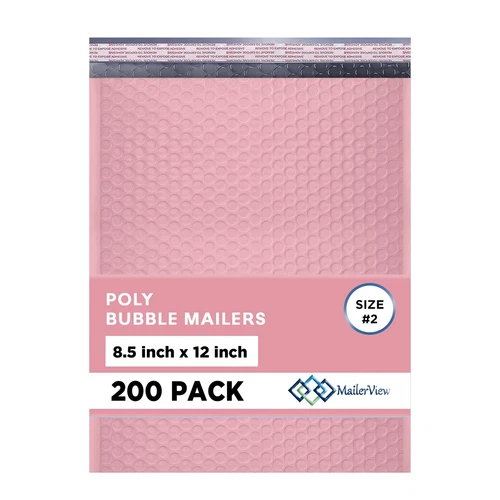 Light Pink Poly Bubble Mailers 8.5x12 inch #2 | Self Seal Padded Envelopes | Cus
