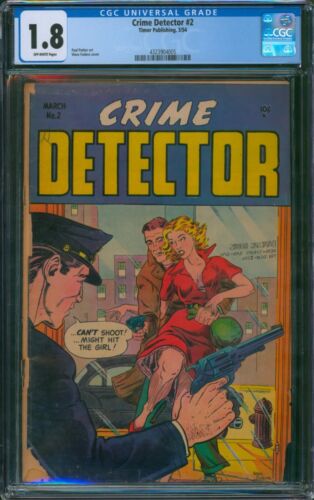 Kriminaldetektor #2 (1954)  CGC 1.8  SELTEN! Goldenes Zeitalter GGA Timor Stanmor Comic - Bild 1 von 2