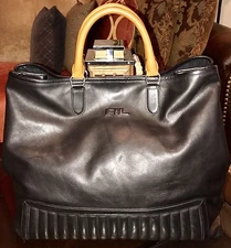 Ralph Lauren Black Label Gent’s Size Large Quilted Leather Travel Tote Bag BLACK