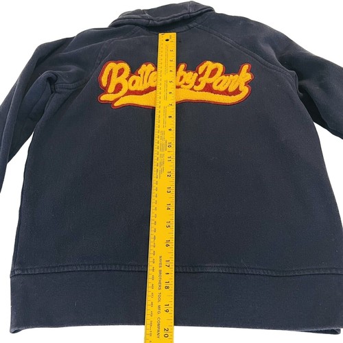 Gap Kids Size M 8 sweatshirt Cardigan Plush Navy Yellow Letters Battersby Park - Picture 8 of 16