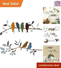 Metal Birds Wall Art Decor 2 Pcs 15.75 In Vivid Design for Indoor Outdoor Use