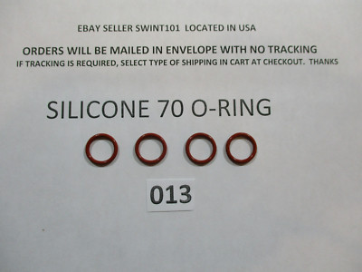 013 Silicone O-ring 70 durometer 7/16'' ID x 9/16'' OD x 1/16'' thick. Quan 4