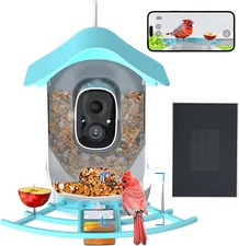 AI Bird Feeder w Camera, Wild Bird Watching Cam w Solar Panel Phone View, 133