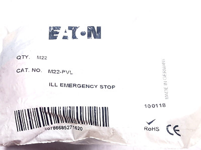 EATON M22-PVL ILLUMINATED EMERGENCY STOP PUSH BUTTON M22PVL