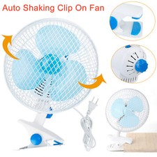 Clip On Fan Auto Shaking Fan Home Office Quiet Clamp Fan Adjustable Tilt 2 Speed