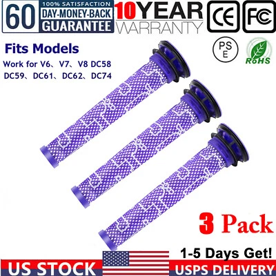 3 Pack Replacement Filter For Dyson V6 V7 V8 SV10 DC59 Animal Absolute Vacuum US