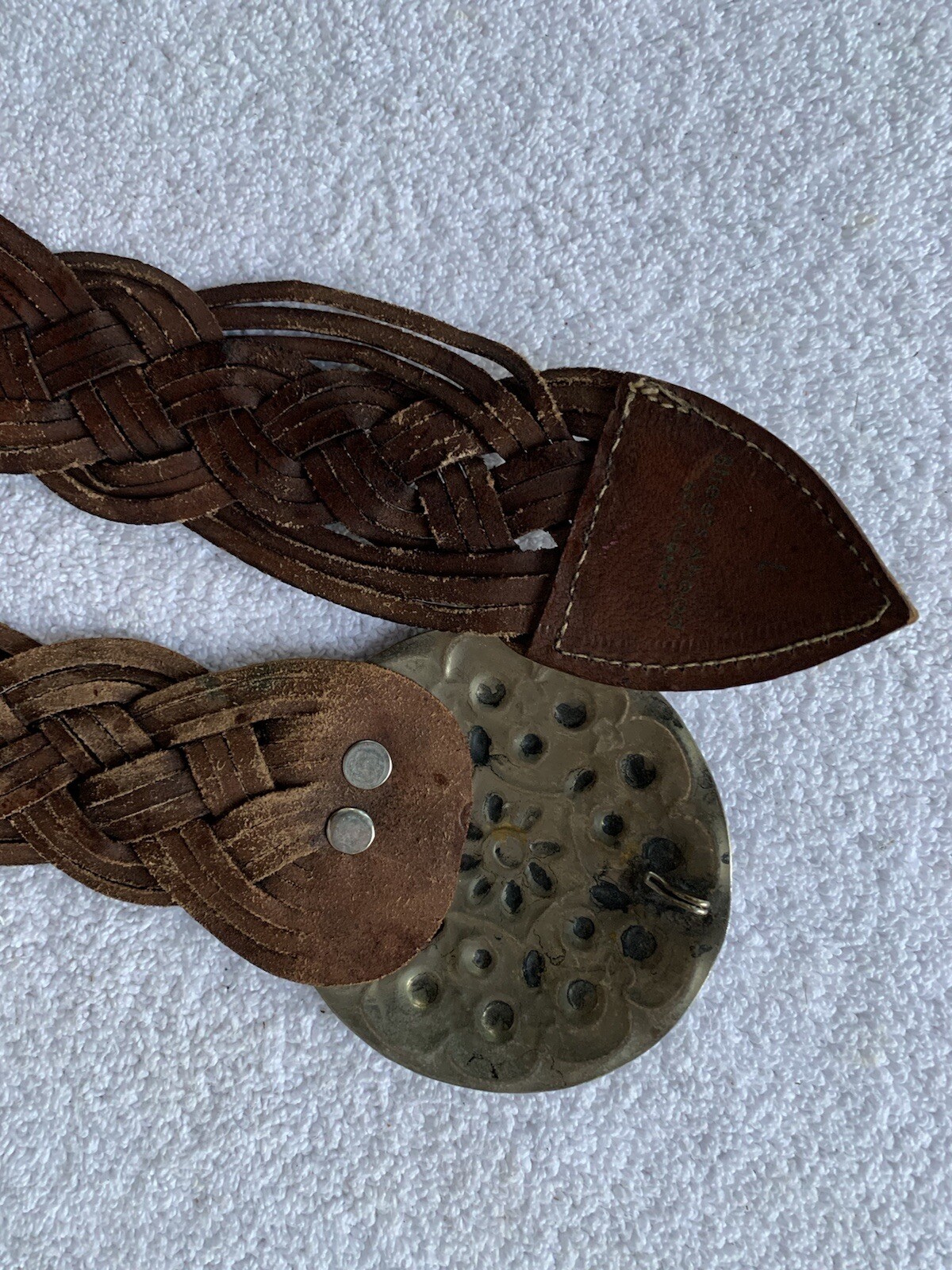 VTG Streets Ahead Belt Women’s Large Handmade Leather Sterling Medallion Buckle