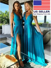 Deep V Dress Wedding Guest Dress Bridesmaids Party Prom Homecoming Evening Gown