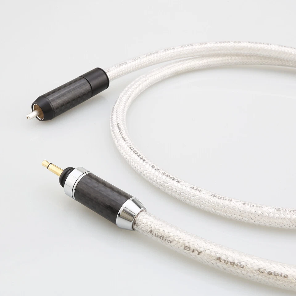 Pure Solid Silver 75 Ohm RCA Hifi Digital 75 ohm Cable 3.5 to RCA Coaxial MOJO - Image 4 of 4