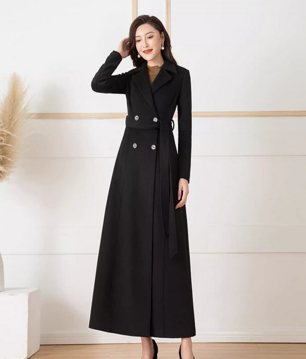 ジャケット・アウター MAXI-LENGTH DOUBLE BREASTED COAT evzosrz Men's Trench Coat Winter Jacket Classic Notched Collar