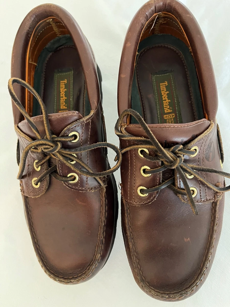 Timberland Men's 3-Eye Lug Handsewn Leather Boat Shoes - US 7.5M