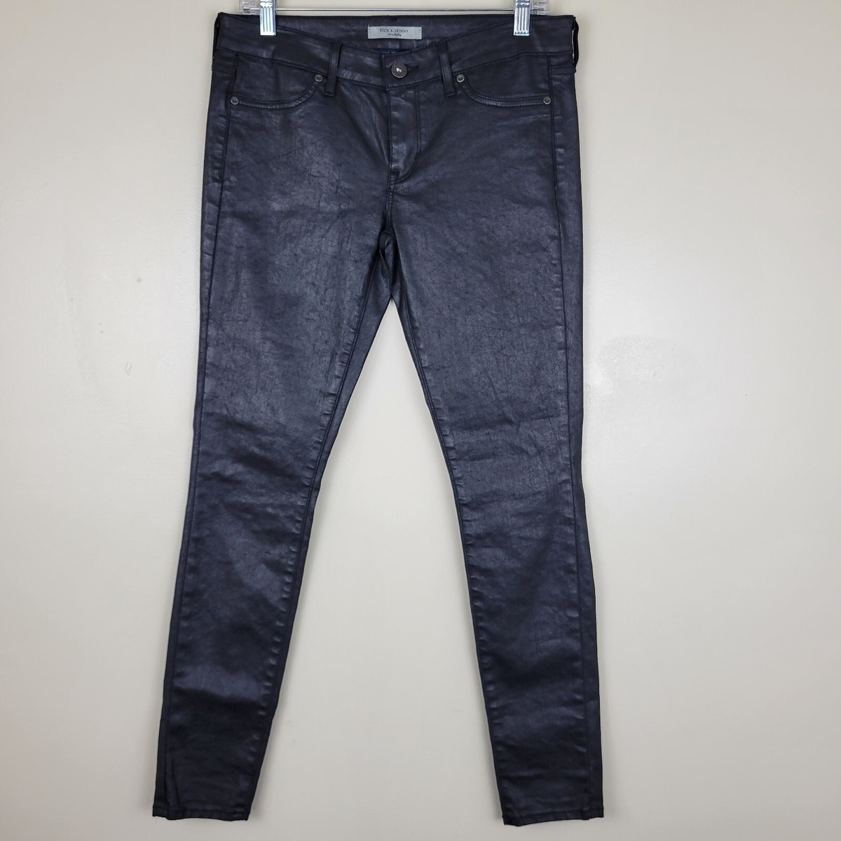 Rich & Skinny 28 Black Wax Coated Skinny Jeans | eBay