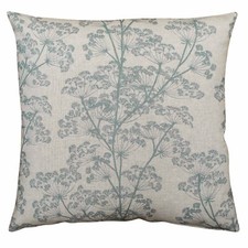 Cow Parsley Cushion. Duck Egg Blue Cottagecore Floral & Botanical Design. 17x17"