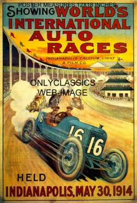 1914 INDY 500 MOTOR SPEEDWAY 12X18 POSTER VINTAGE AUTO RACING OLD