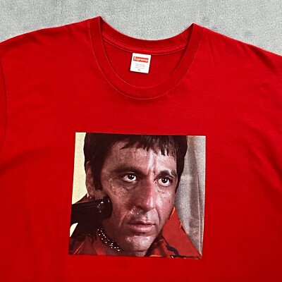 Supreme FW17 SCARFACE SHOWER TEE Men XL Red Two Sided Graphic