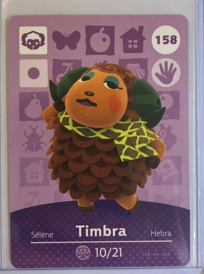 158 Timbra Animal Crossing Amiibo Card AUTHENTIC Series 2 Never