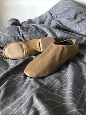 Tan Nude PU Pull On Rubber Split Sole Jazz Dance Shoes