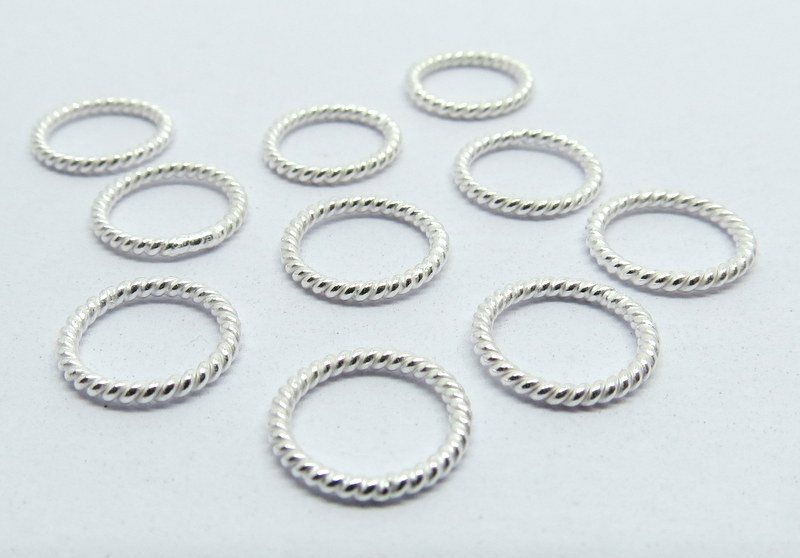 10 Pieces 925 Sterling Bali Silver Beads Jump Ring Closed 10mm Twisted
