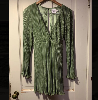 Princess Polly Cindie Luxe Green Party Dress Long Sleeve Size