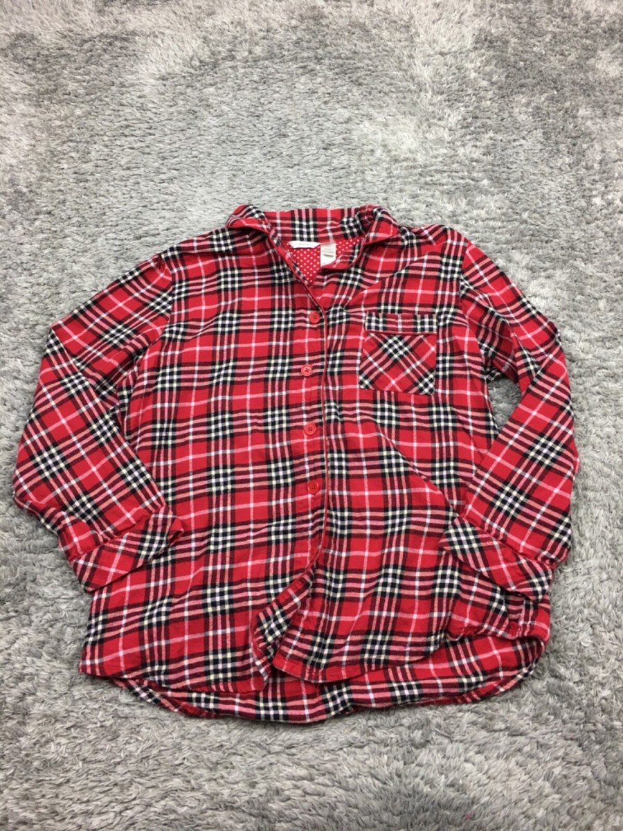 Adonna Flannel Pajama Shirt Womens Size XL Red Long Sleeve Cotton
