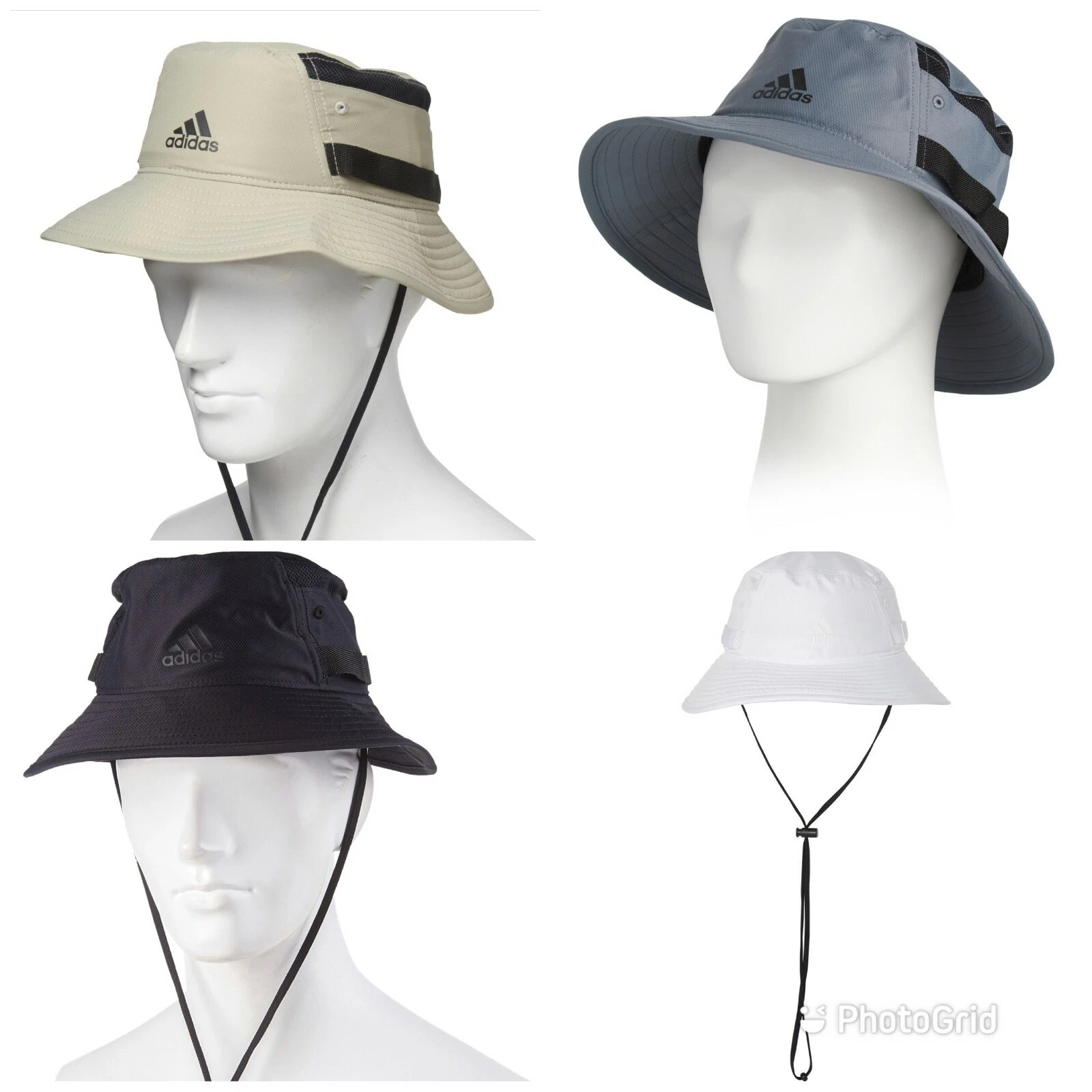 New Adidas Victory III Men's UPF 50 Sun Black White Bucket Cap Hat Boonie