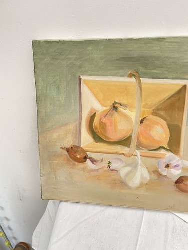 Original Painting French Still-life Pastel Basket Onions Provence Art 16x13” - Picture 13 of 16