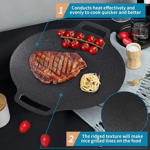 Korean Grill Pan with Nonstick 6-Layer Coating, 13" Round BBQ Griddle with Ba... - Picture 4 of 7
