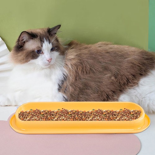 Cat Bowl Long Strip Leak-proof Cat And Dog Food Feeder Multi-cat Common Meal Bow