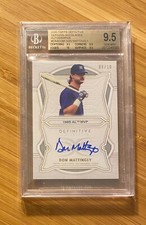 2020 Topps Definitive #9/10 Don Mattingly Defining Accolades Auto 10 BGS 9.5