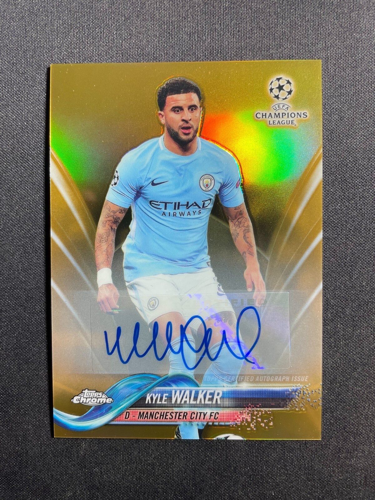 2017-18 Topps Chrome UEFA Soccer Kyle Walker Gold Refractor /50 Auto