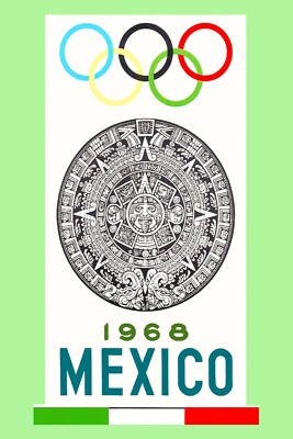 12460.Decoration Poster.Vintage Interior wall design.1968 Mexico.Aztec calendar