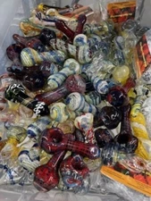 (3)  3 1/2" to 5" MEDIUM PIPES WITH CHARACTER, GLASS, TOBACCO