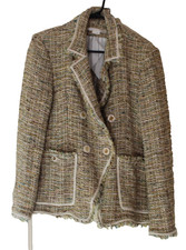 Veronica Beard Theron Double-Breasted Tweed Blazer Jacket Size 16