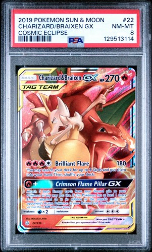 Charizard & Braixen-GX graded PSA 8 for sale on eBay