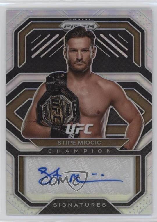 2021 Panini Prizm UFC Champion Signatures Silver Stipe Miocic #CS-SMC Auto