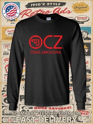 New CZ Ceska Zbrojovka CZ USA Logo Men's Long Slevee T-Shirt American T-Shirt