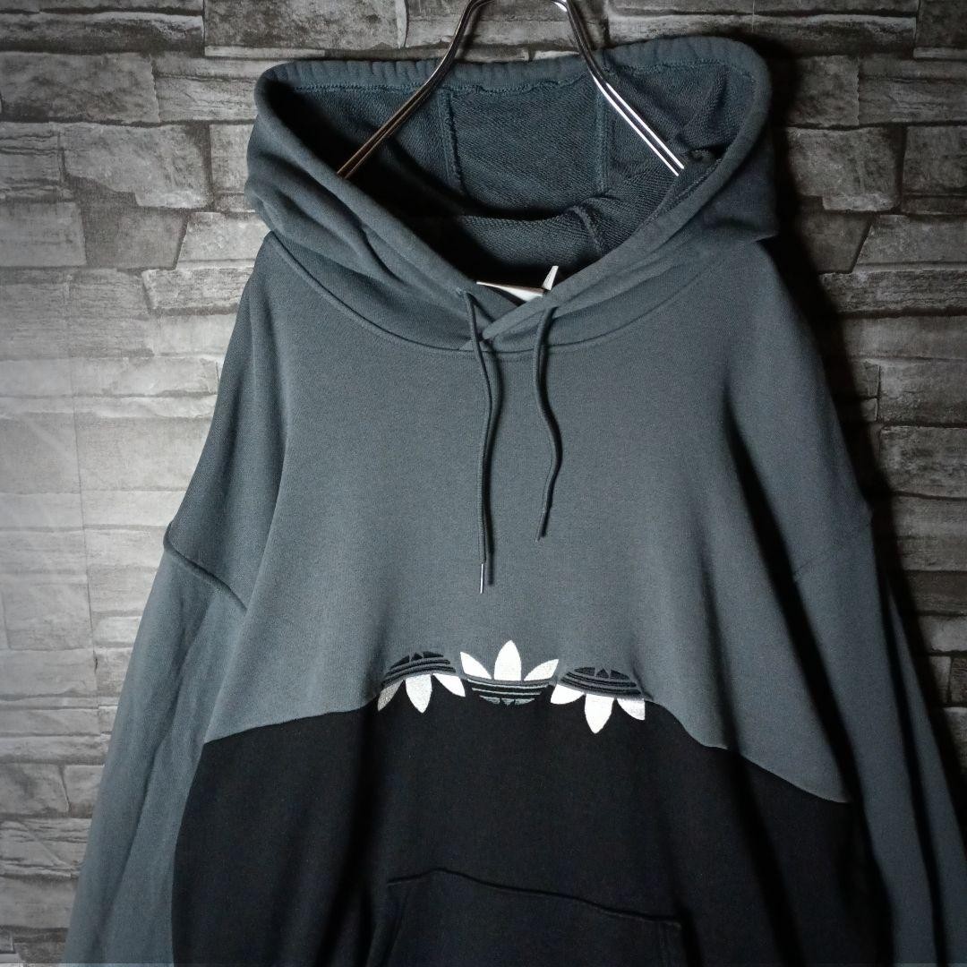 FILA Adidas Uomo Vhtf Felpa con Cappuccio Extra Large Adicolor Bicolore Tre File Ricamate Tre