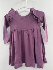 NWT Quince Bamboo Long Sleeve Flutter Twirl Dress Baby 12-18M Sugar Plum Classic