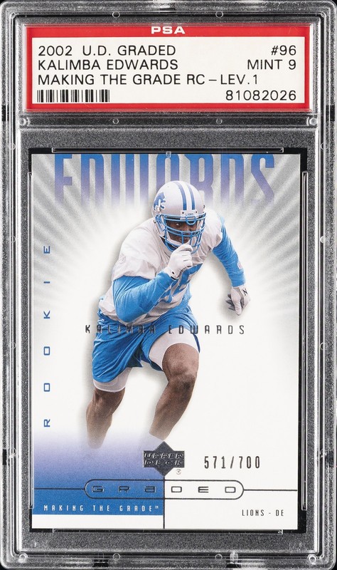 2002 UD GRADED MAKING THE GRADE RC-LEV.1 #96 KALIMBA EDWARDS PSA 9