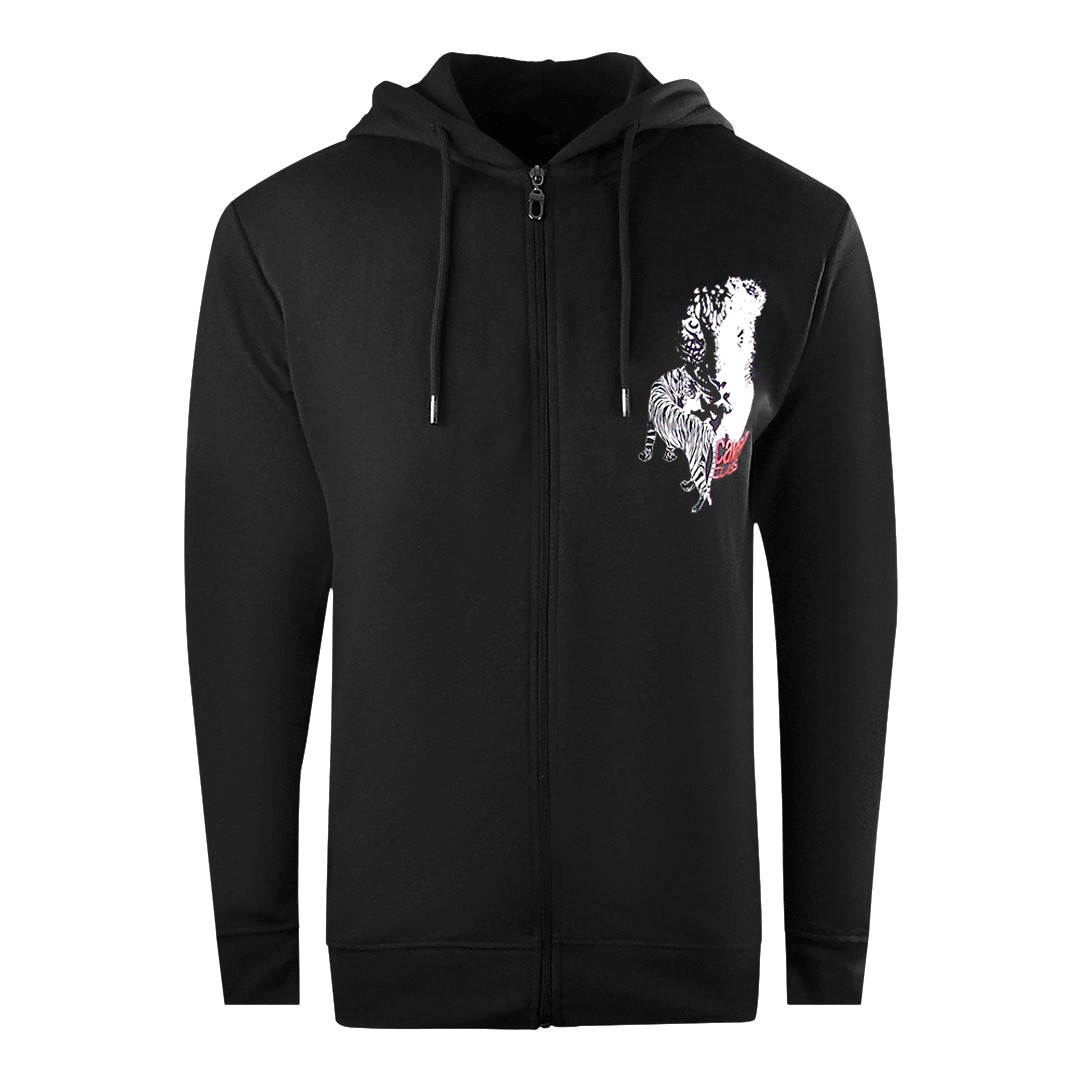 Cavalli Class Large Tiger Design Black Zip-Up Hoodie 25790₽