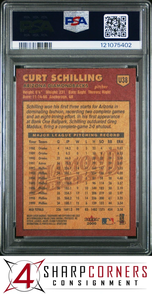 2000 FLEER TRADITION UPDATE #U38 CURT SCHILLING PSA 10 - Image 2 of 3