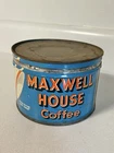 Vintage 1950s Maxwell Coffee Tin Can 1lb Blue Drip Grind With Lid Advertising