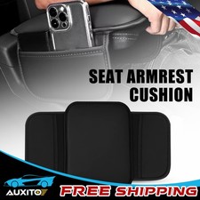 Leather Seat Cushion Armrest Protector Storage Pad Interior Black Car Accessory