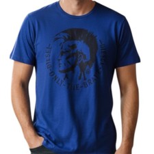 Vintage Y2K $58 DIESEL Royal Blue ACHEL Short Sleeve Slim Fit Designer T-shirt