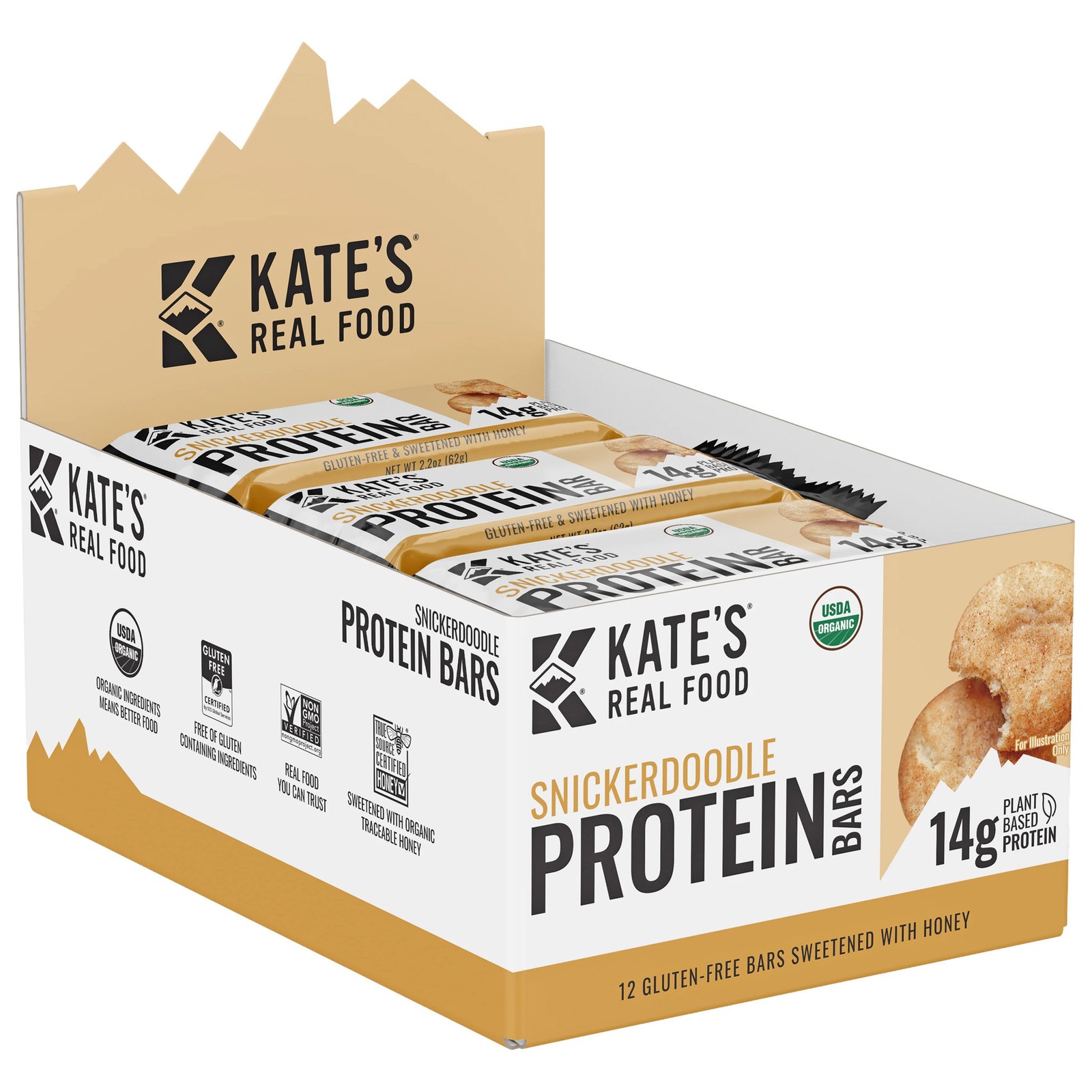 Organic Plant-Based Snickerdoodle Protein Bars - Gluten-Free, Non-GMO, 15g