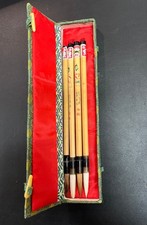 Chinesisches Pinselset 4 Schreibpinsel in Stoffbox mit Schriftzeichen