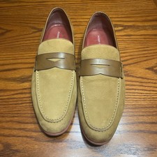 Mocasines de cuero nobuck Perry Ellis usados en excelente estado marrón tostado talla 12